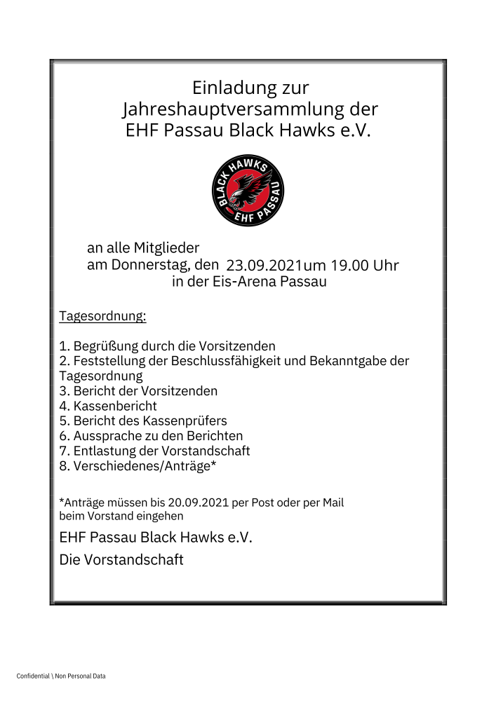 Einladung Zur Jahreshauptversammlung 2021 Passau Black Hawkspdf